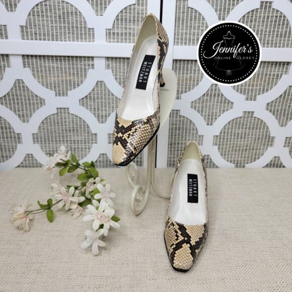 Stuart Weitzman Women's Vintage '80's Suave Leather Snakeskin Pumps - Picture 2 of 16